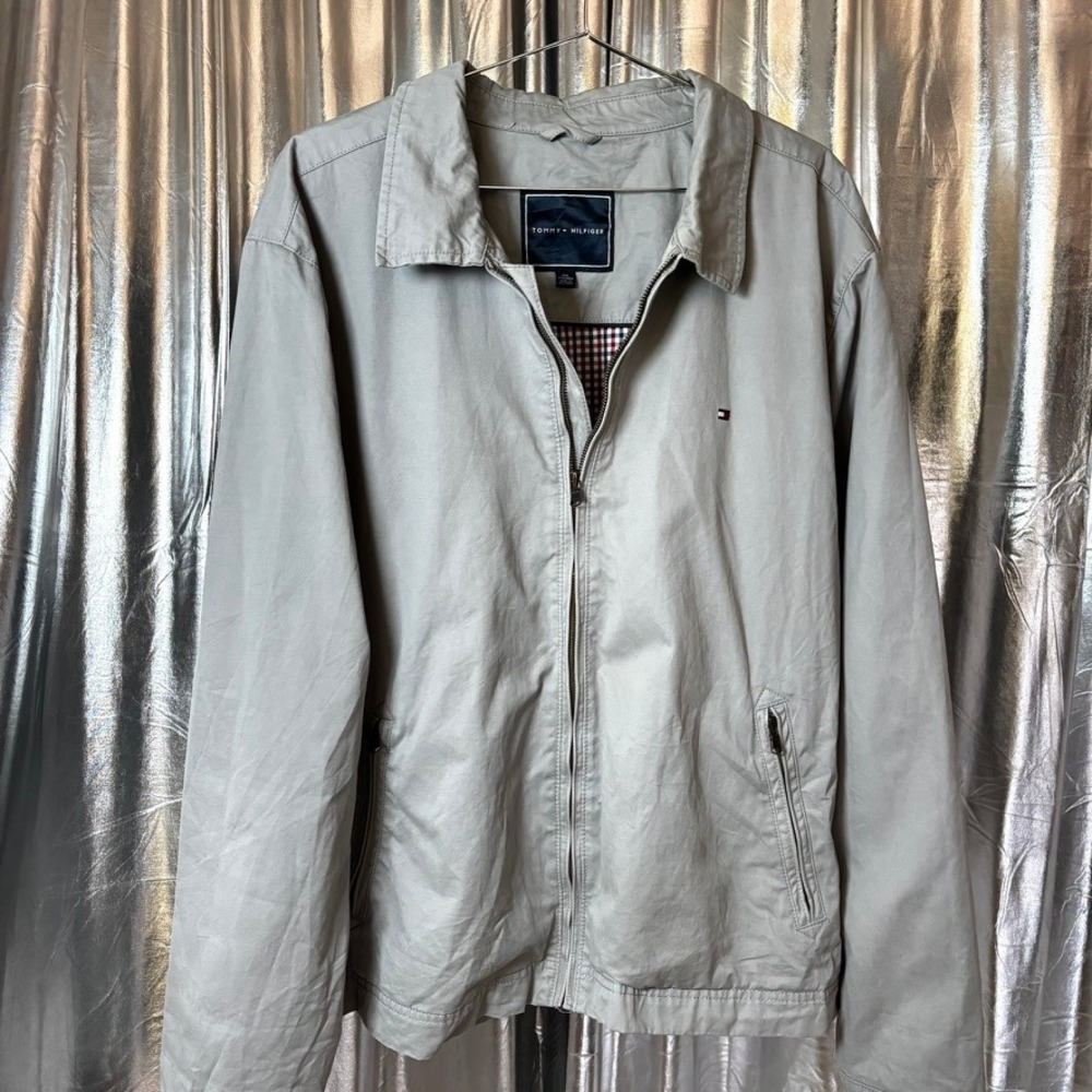 Tommy Hilfiger Silver Grey Harrington Jacket Plaid Lined